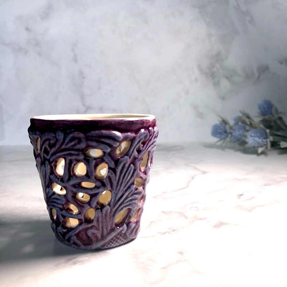 MATEUS Lace Collection Purple Tea Candle Holder. Handmade in Portugal.